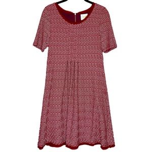 Anthropologie Maeve Dora Textured Knit Shift Dress Red S Boho Relaxed Casual